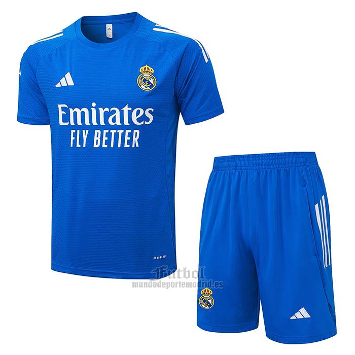 Chandal del Real Madrid Manga Corta 2025-2026 Azul Blanco - Pantalon Corto